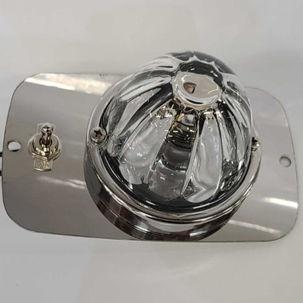 Stainless Steel Sleeper Map Light Bracket with Watermelon Light and Toggle Switch Cutouts for Peterbilt Trucks