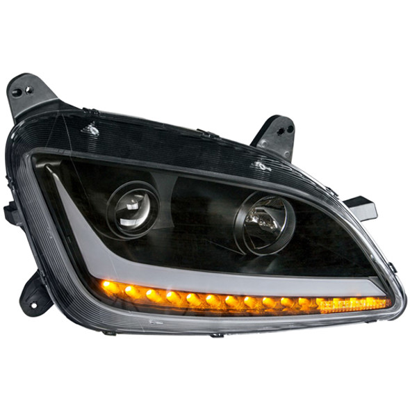 Peterbilt 579, 587Blackout Projector Headlight Assembly W/ LED Position & Turn Signal Light-Driver Side