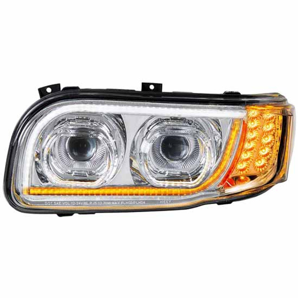 Chrome Headlight W/ LED Position Light And Turn Signal - Driver Side