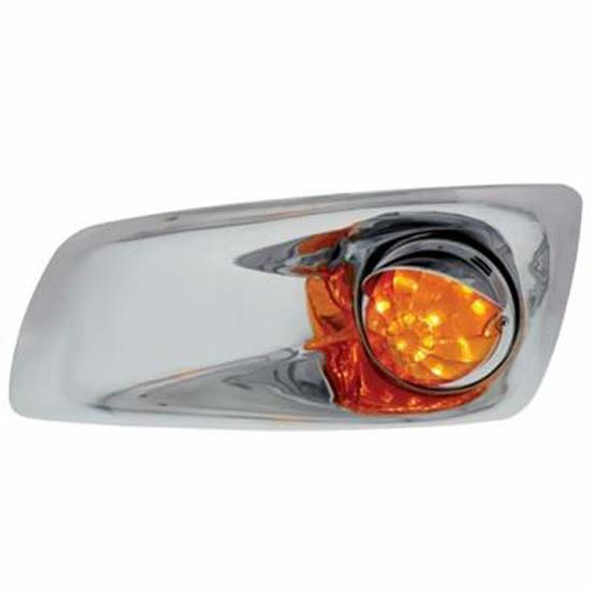 KW T660 Bumper Light Bezel W/17 Amber LED/Amber Lens Single Function Light Watermelon Style With Visor Driver Side