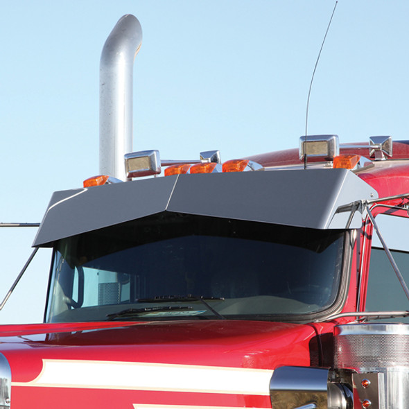 Blind Mount Drop Visor for Kenworth with Curved Windshield - 13-Inch Sanded Un-Tie