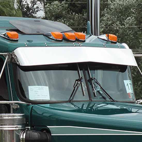 Kenworth T800, W900B, W900L Aerocab 9.75 To 7 Inch SS 2 Piece Side Mount Bowtie Visor