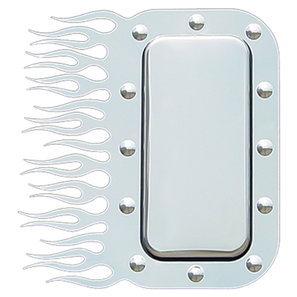 Stainless Steel Dimpled Vent Surround Trim with Flames Cutout for Kenworth