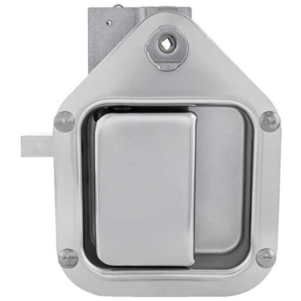 Kenworth W900, T800 Chrome Steel Exterior Sleeper Storage Door Handle W/ Carriage Bolts - Passenger Side Kenworth W900, T800 Chrome Steel Exterior Sleeper Storage Door Handle W/ Carriage Bolts - Passenger Side