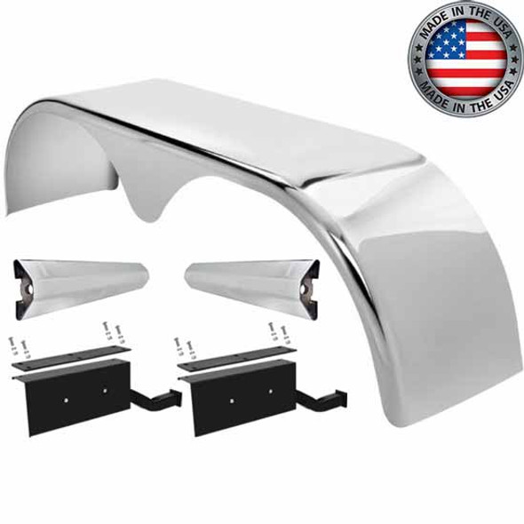 Hogebuilt 105 Inch Stainless Steel Teardrop Full Fender Kit for Kenworth Hogebuilt 105 Inch Stainless Steel Teardrop Full Fender Kit for Kenworth