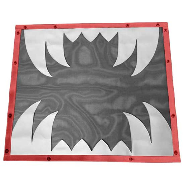 Kenworth T450 Mesh Sabertooth Black Bug Screen W/ White Teeth & Red Trim