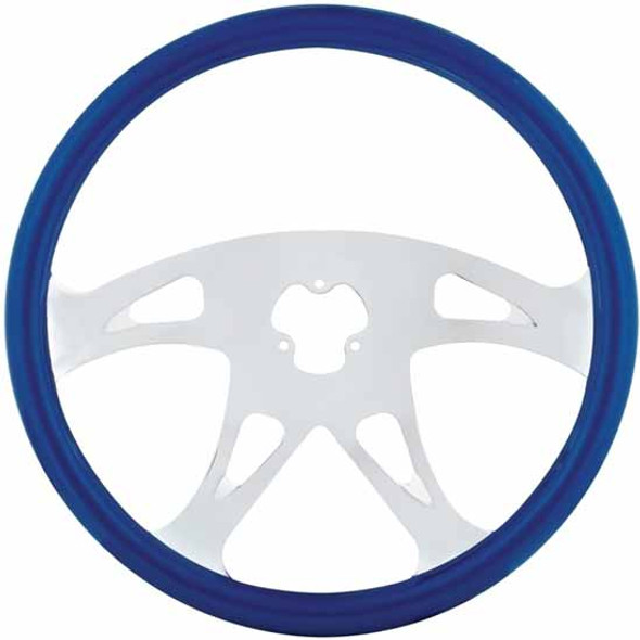 Kenworth 18 Inch Chrome 4 Spoke Triangle Cutout Blue Wood Steering Wheel Kit For  Tilt & Telescopic