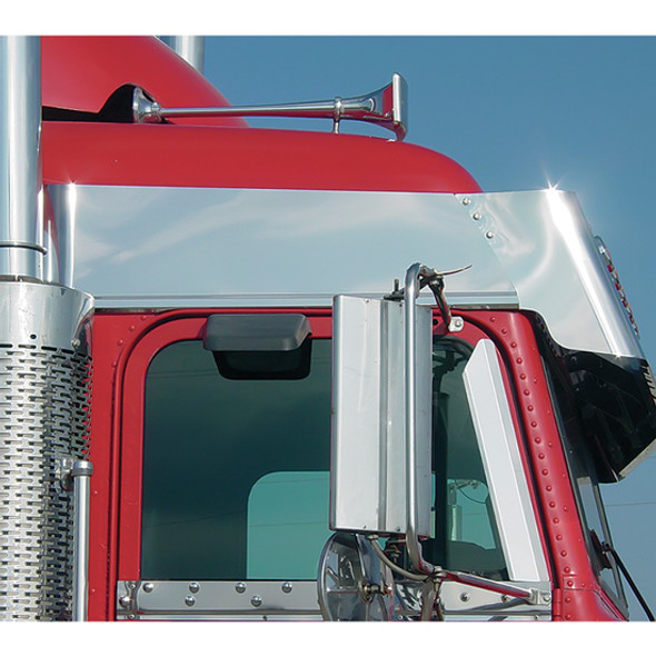 Stainless Steel Above Door Trim for Freightliner Classic / FLD Mid-Roof with Door Mounted Mirrors