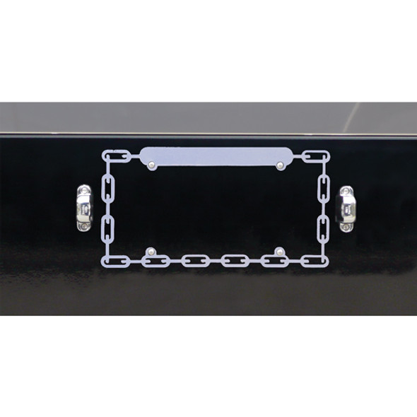 Stainless Steel Chain Link License Plate Frame with Black Top for Engraving