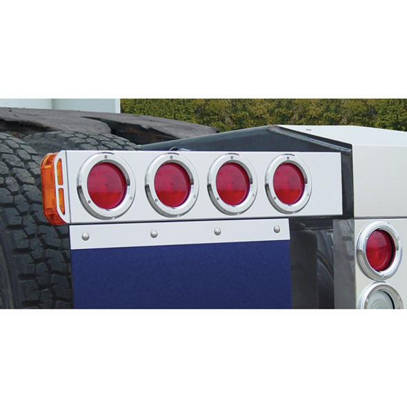 Rear Mud Flap Hangers with 4" Round Red LED Lights – Super 21 on End (Pair)