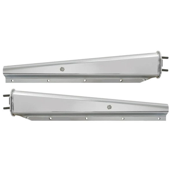 30-Inch Heavy-Duty Chrome Spring-Loaded Straight Mud Flap Hangers With 1 1/8 Inch Bolt Spacing