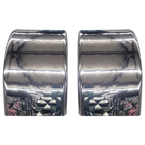 Chrome Shop Mafia 304 Stainless Steel 18-Inch Half Fenders with Long Drop and Quilted Pattern