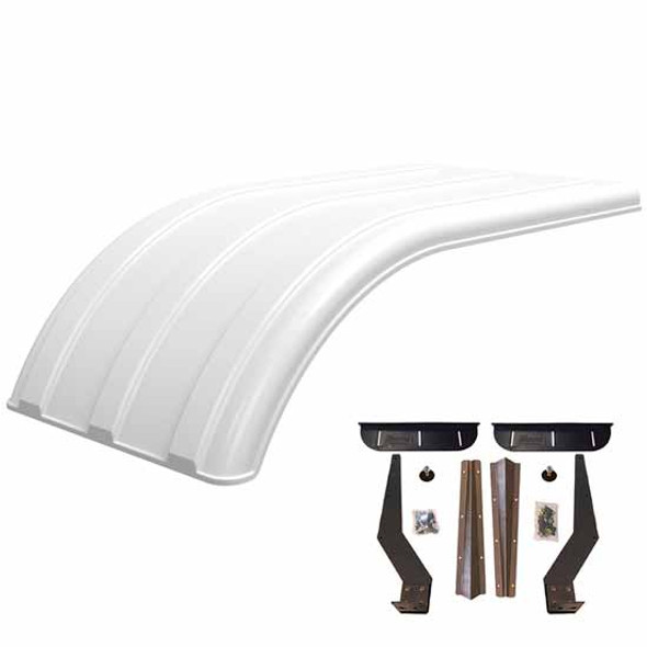 White Polyethylene Minimizer Work Horse Series Dual Tire Half Fenders with Stainless Steel Weld-On Mounting Brackets - 50 X 26 X 12 Inch