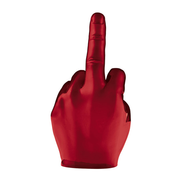 Aluminum Flip Off Middle Finger Hood Ornament - Candy Red