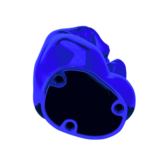 Aluminum Flip Off Middle Finger Hood Ornament - Candy Indigo Blue