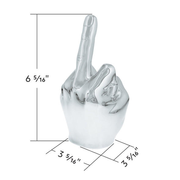 Novelty Middle Finger Hood Ornament In Chrome