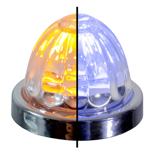 Small Watermelon Style Dual Function & Tone Light With Amber to Blue LED & Clear Glass Lens By Legendary