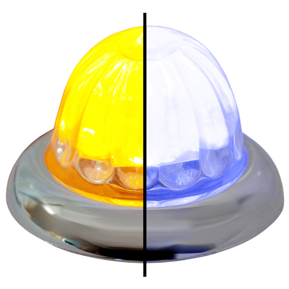 Small Watermelon Style Dual Function & Tone Light With Amber to Blue LED & Clear Glass Lens By Legendary