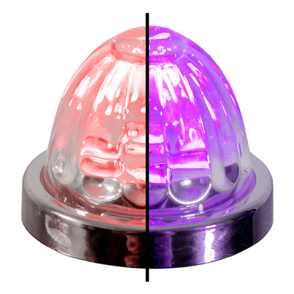 Small Watermelon Style Dual Function & Tone Light With Red to Purple LED & Clear Glass Lens By Legendary Small Watermelon Style Dual Function & Tone Light With Red to Purple LED & Clear Glass Lens By Legendary
