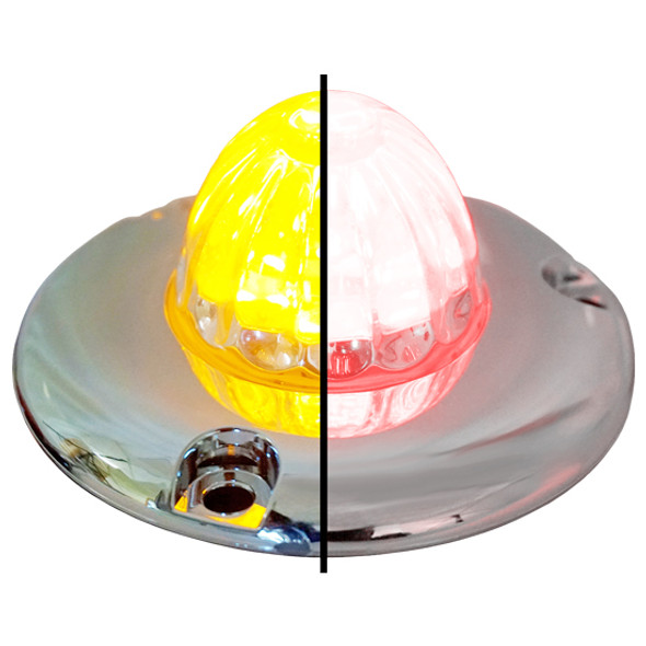 Small Watermelon Style Dual Function & Tone Light With Amber to Red LED & Clear Glass Lens By Legendary