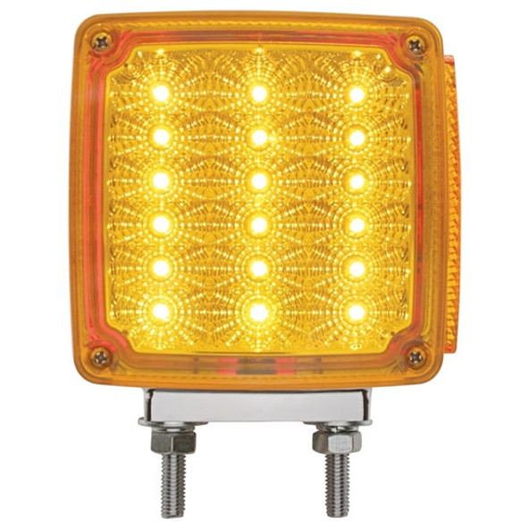 LED Double Face Square Turn Signal Amber Front/ Red Back Light, Double Stud Mount For Driver Side