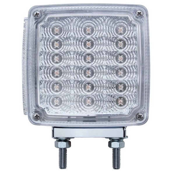 LED Double Face Square Turn Signal W/ Clear Lens, Double Stud Mount For Passenger Side