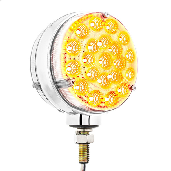 4.25-Inch Double-Face Reflector Turn Signal LED Light with Amber and Red LEDs and Clear Lens