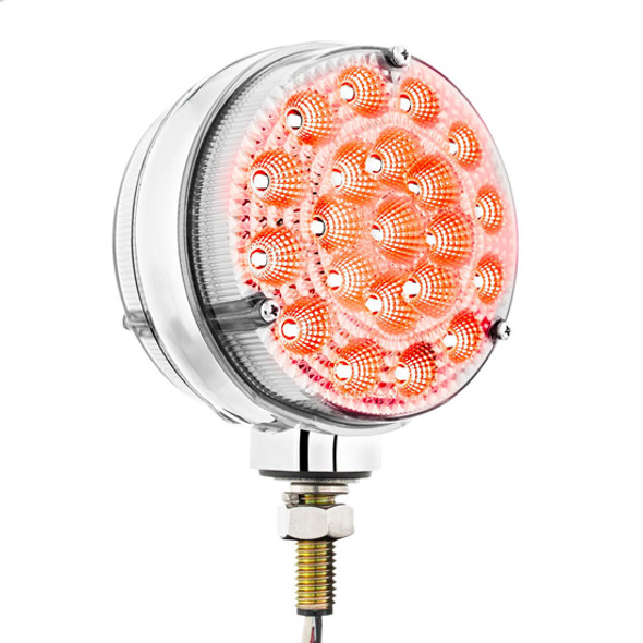 4.25-Inch Double-Face Reflector Turn Signal LED Light with Amber and Red LEDs and Clear Lens