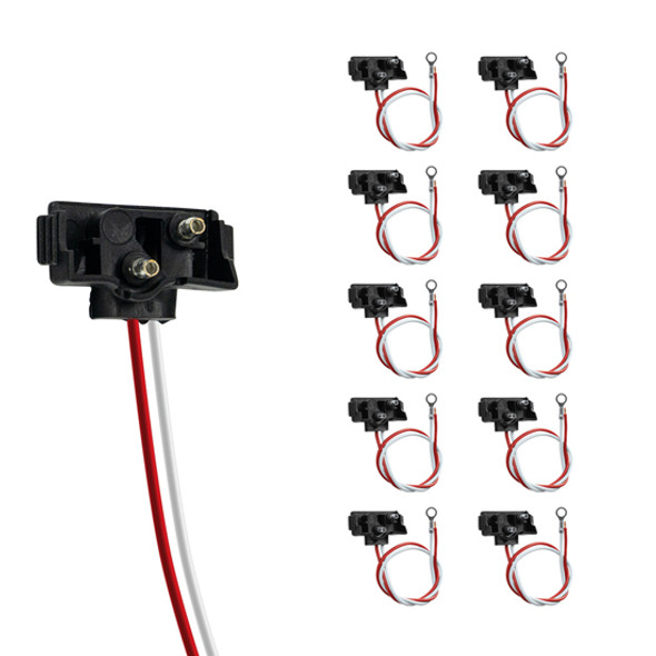 2-Wire Pigtail with 2-Prong Right Angle Plug – 12-Inch Leads, 10-Pack