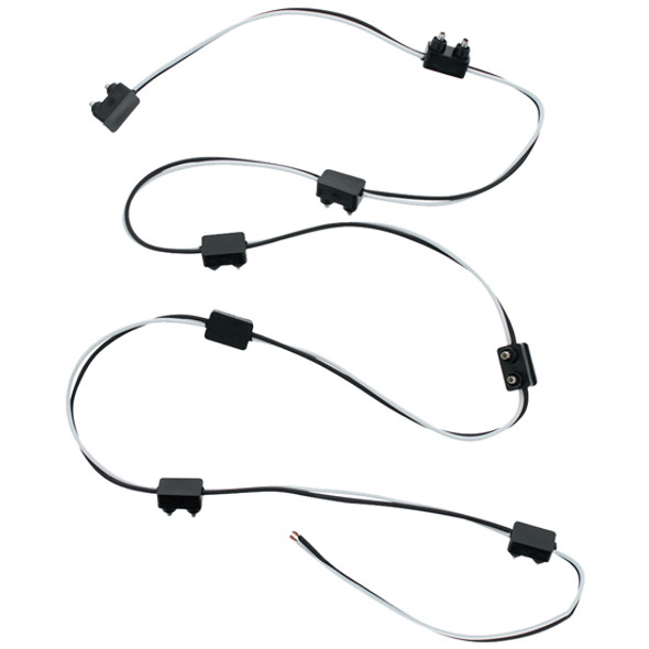 Precut Double Prong Plug Wiring Harness W/ 6 Inch 16 AWG Lead Wire Between 8 Plugs