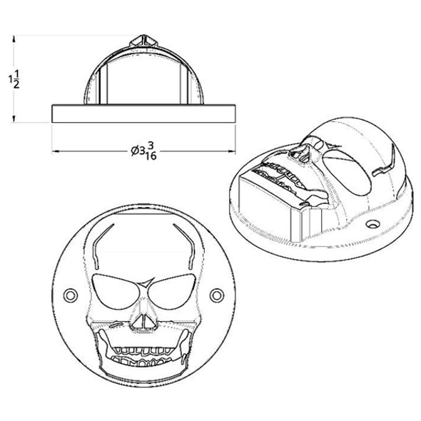 Chrome Skull 3D Bezel For 2 Inch Round Light