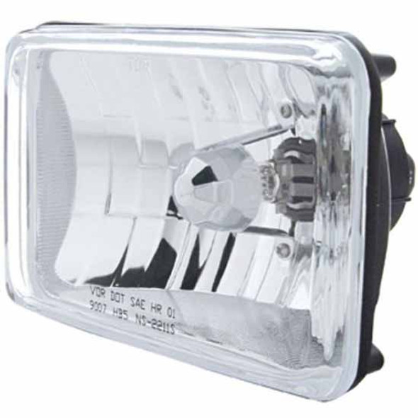 4 X 6 Inch Crystal Rectangular Glass Lens Headlight W/ Halogen Bulb - High Beam