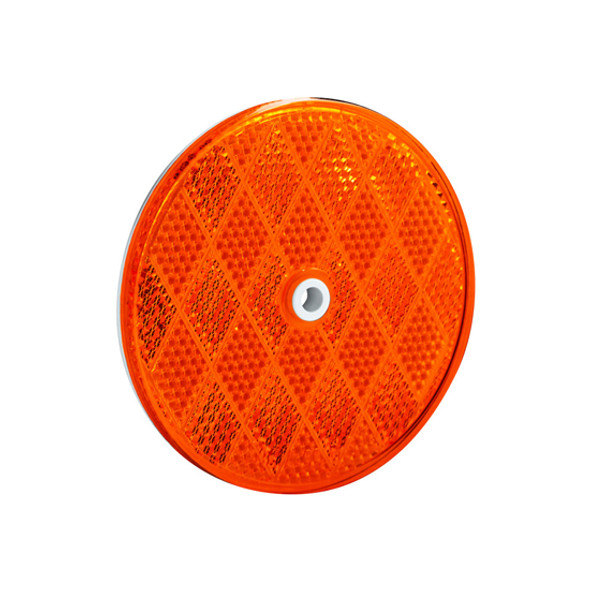 3-3/16 Inch Round Center Bolt-On Amber Reflector
