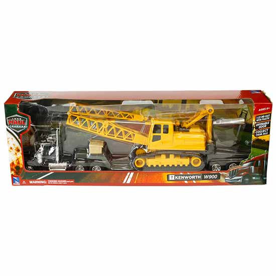 Kenworth W900 Day Cab with Double Drop Trailer Crane Die-Cast Model 1/32 Scale