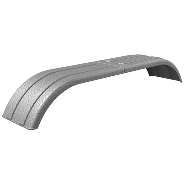 Tandem Axle Trailer Fenders – Silver Diamond Plated 94 Inch for 48-Inch Spread