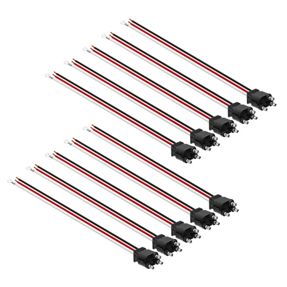 3-Prong Straight Plug with 12-Inch Leads – 10 Pack
