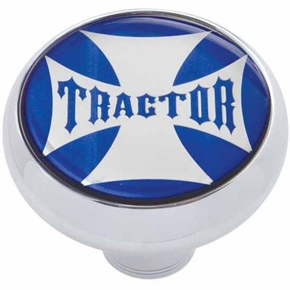 Chrome Deluxe Air Brake Knob W/ Blue Maltese Cross Sticker - Tractor