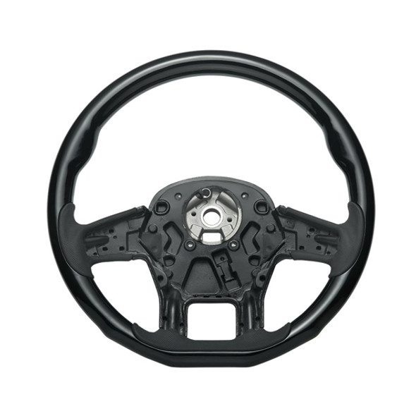 18-Inch YourGrip Glossy Candy Black Wood Steering Wheel for Peterbilt 579 and Kenworth T680
