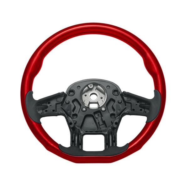 18-Inch YourGrip Glossy Candy Red Wood Steering Wheel for Peterbilt 579 and Kenworth T680
