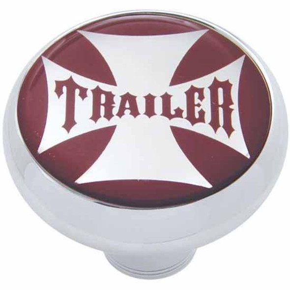 Chrome Deluxe Air Brake Knob W/ Red Maltese Cross Sticker - Trailer