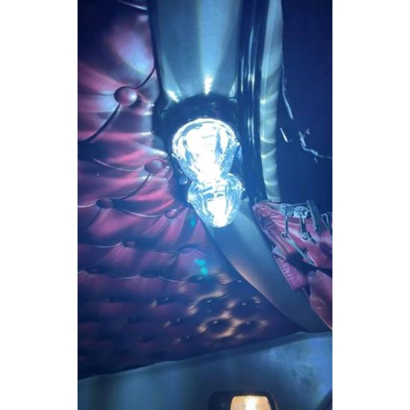 304 Stainless Steel Center Dome Light Bracket with Dual Watermelon Light and Switch Cutouts for Kenworth T660, T800, and W900L