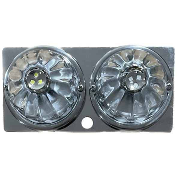 304 Stainless Steel Center Dome Light Bracket with Dual Watermelon Light and Switch Cutouts for Kenworth T660, T800, and W900L