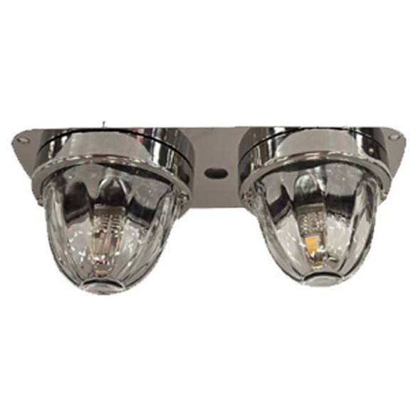 8.5" x 3.5" Stainless Steel Dome Light Bracket with two Watermelon Light Holes and one Toggle Switch Hole
