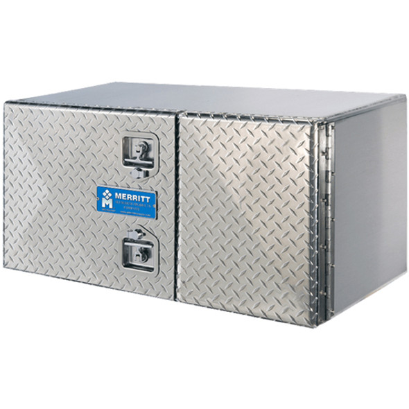 Merritt 18” X 24” X 48” Smooth Aluminum Double Door Tool Box With Diamond Plated Doors
