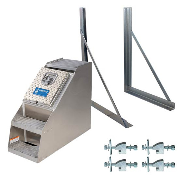 Merritt Aluminum Step Box Kit with Diamond Plate Door (12"W x 23.5"H x 28.5"D)