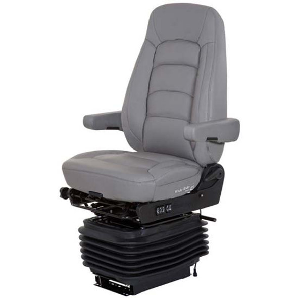 Bostrom Wide Ride II Plus Serta Standard Base High Back Seat With Armrests - Gray Ultra-Leather