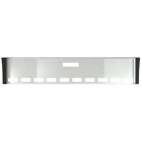 Freightliner FLD112 FLD120 SBA 1989-2009 16 Inch Wrap Around Chrome Bumper W/ Vent & 10 Oval Light Holes