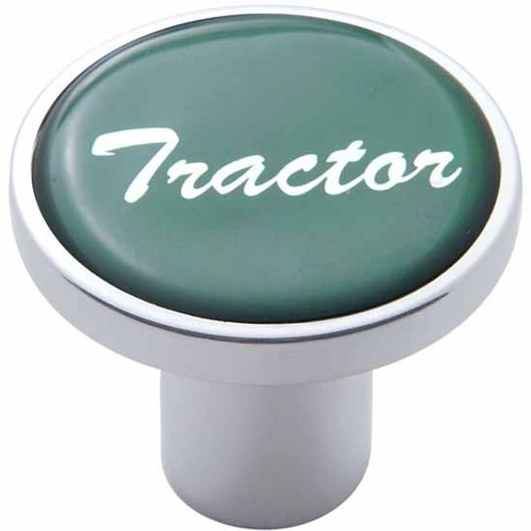 Chrome Air Valve Knob W/ Glossy Green Tractor Sticker & Hex Screw Mount