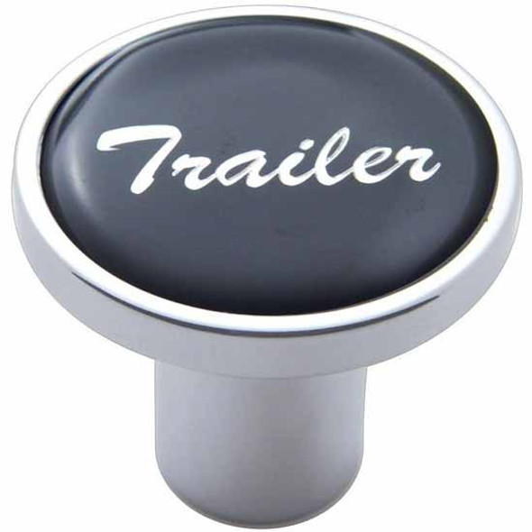 Chrome Air Valve Knob W/ Glossy Black Trailer Sticker W/ Hex Screw Mount