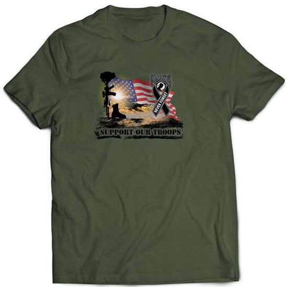 Big Rig Tee Waving Flag POW-MIA Short Sleeve T-Shirt - 2XL